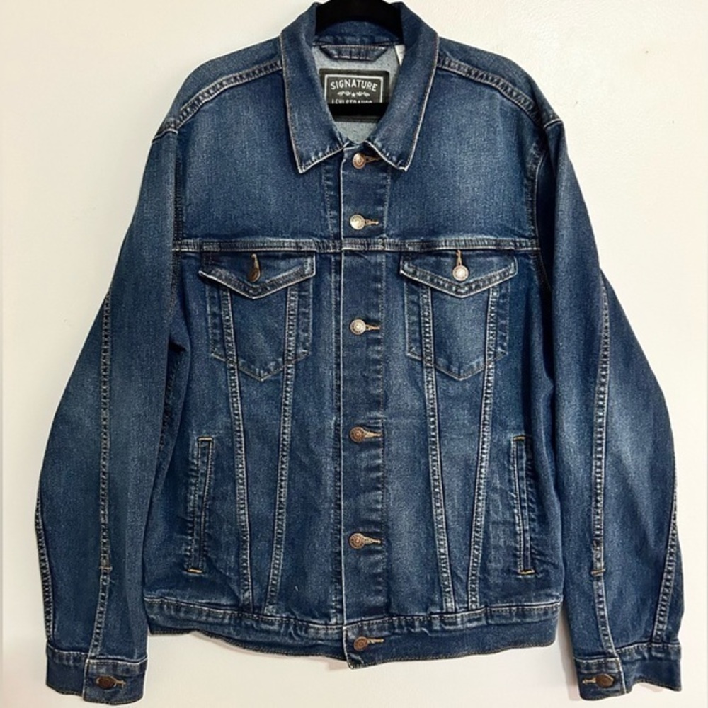 Signature by Levi’s Blue Jean Denim Jacket Casual Western Cowboy Country Small